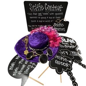 Photo Booth Station Party Props Signs and Costume Bundle